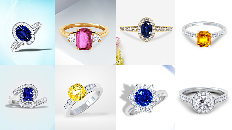 Sapphire rings in various colors and designs