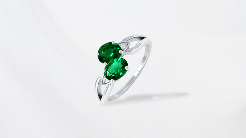 Two Stone Emerald Ring