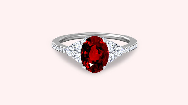 Cluster diamond ruby ring