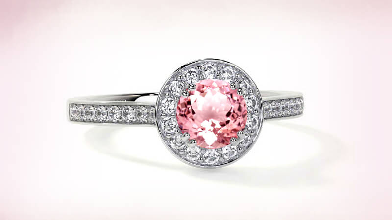 morganite engagement ring in halo setting