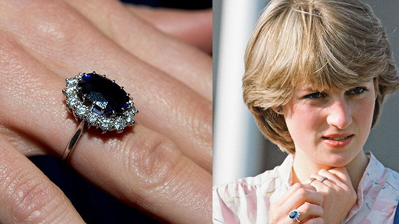 princess Diana with her sapphire engagement ring