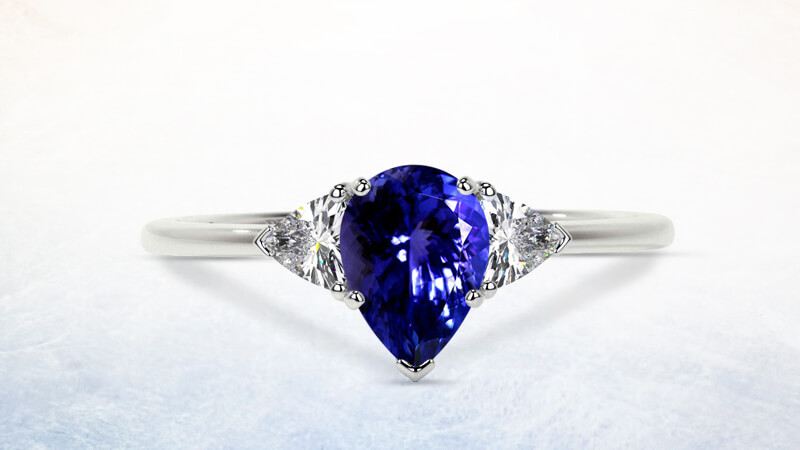tanzanite engagement ring in a three stone setting