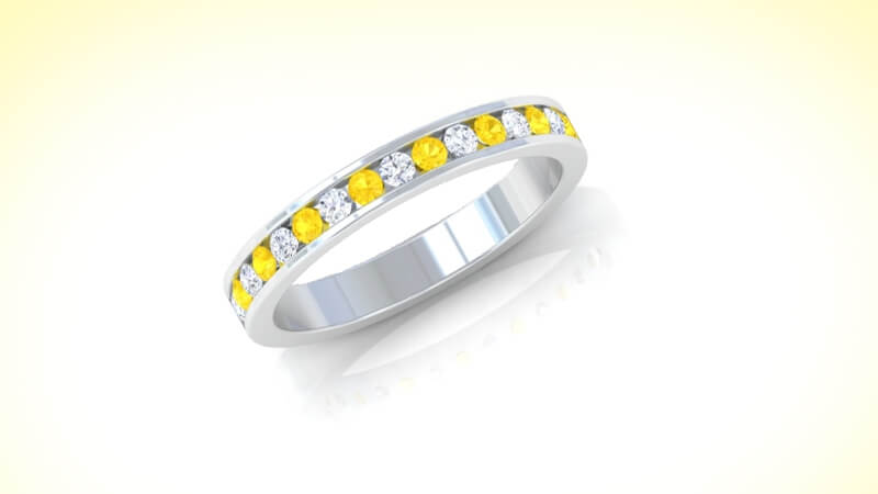 Yellow sapphire wedding band