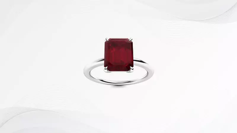 Emerald Cut Ruby Solitaire Ring