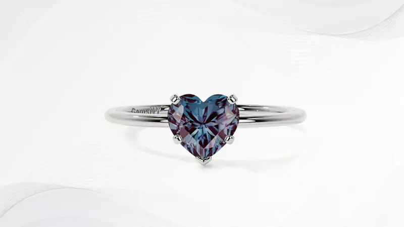 Heart Shaped Alexandrite Engagement Ring