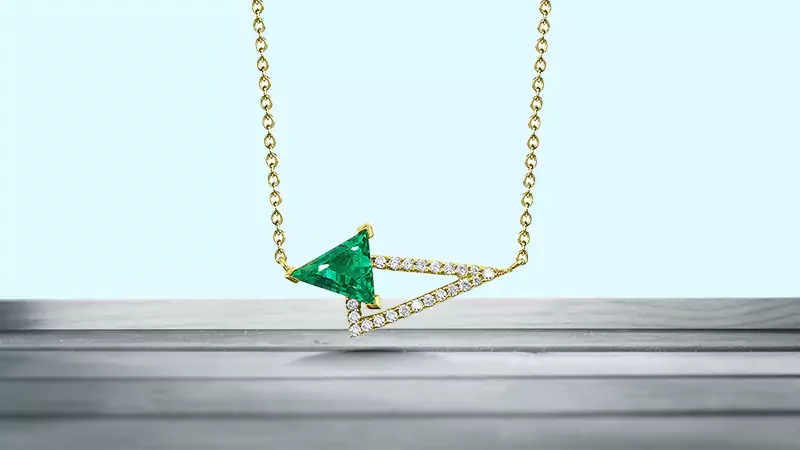 Triangle On Triangle Emerald Pendant