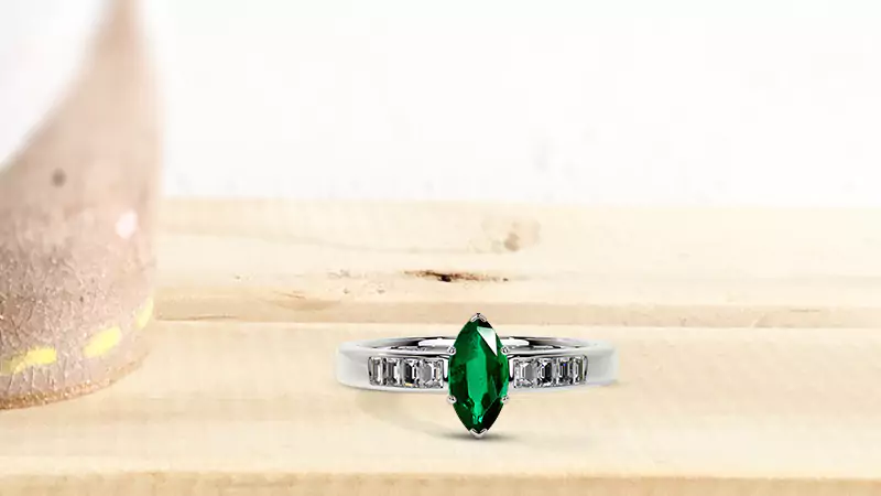Marquise-cut emerald ring