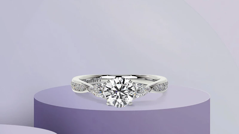 Three Stone Pear Diamond Engagement Ring