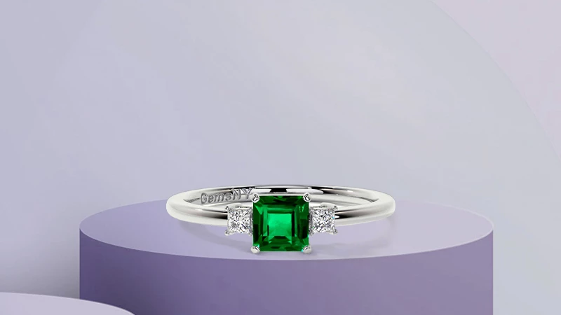 Three-Stone Emerald Engagement Ring