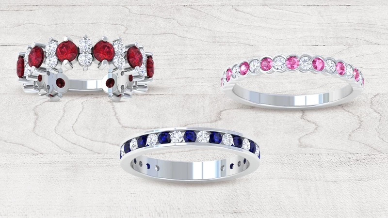 collage of different wedding bands