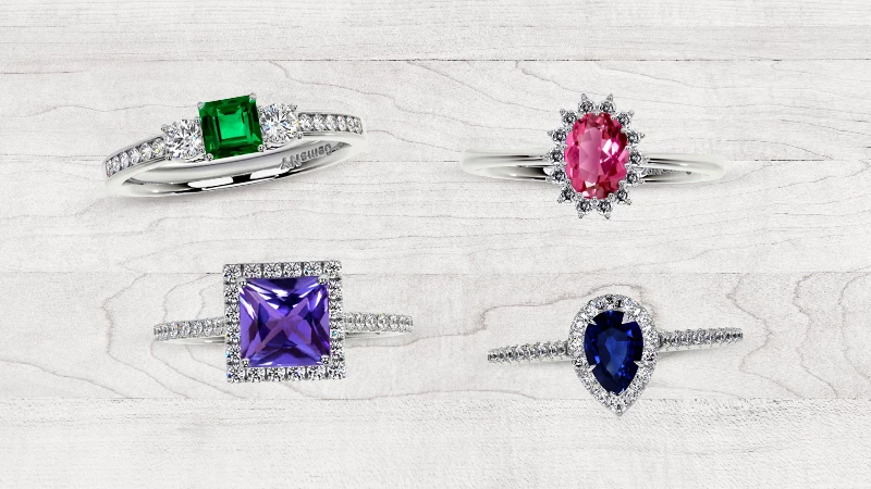 birthstone rings and statement rings