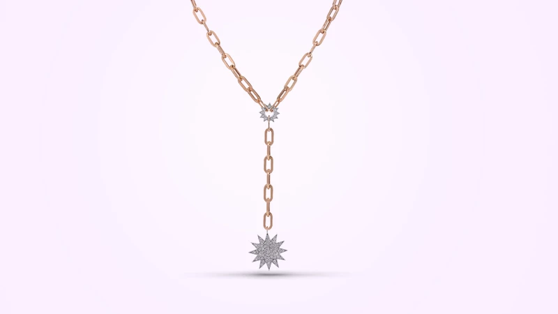 Diamond Starburst Lariat Style Necklace 