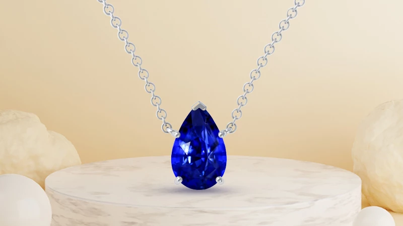 Pear-Shaped Blue Sapphire Solitaire Pendant