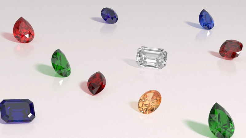 Different color gemstones in different carat weights