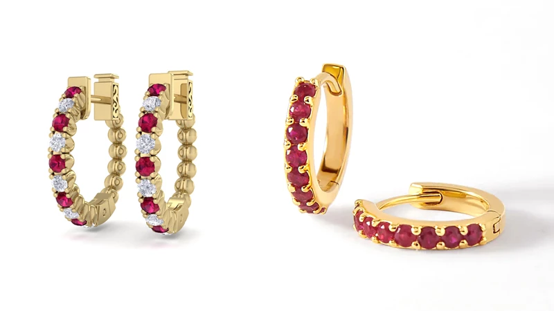 ruby hoop earrings