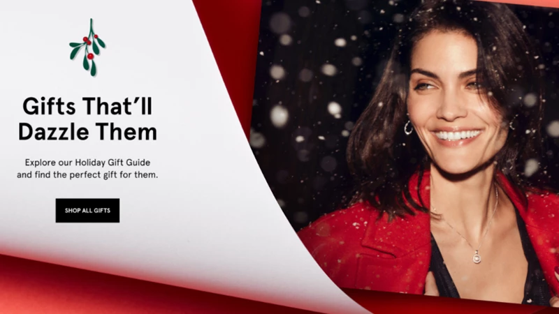 Gifts That’ll Dazzle Them banner on the home page