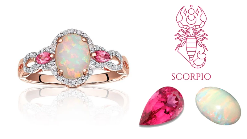 October Birthstone Jewelry: Opal and Pink Tourmaline