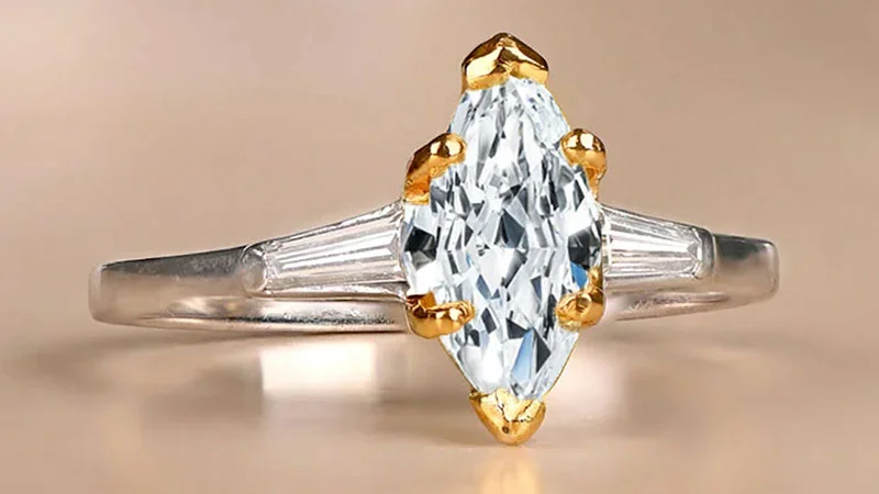 Prong-set Marquise-cut Diamond Ring
