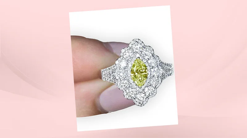 White Gold Marquise-cut Yellow Diamond Ring