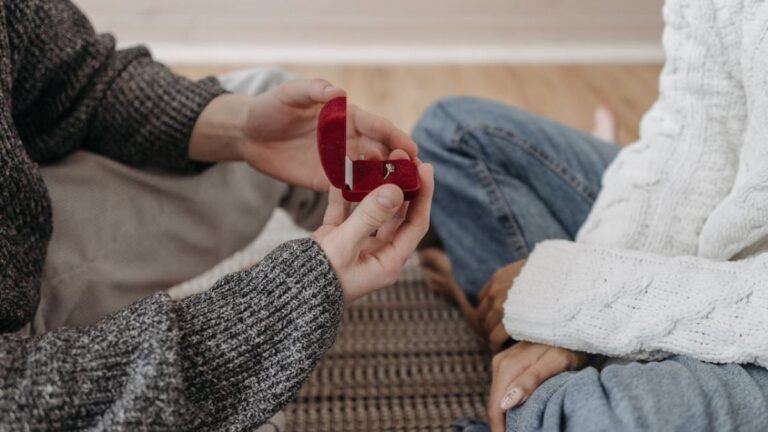Couple Propose with Engagement Ring