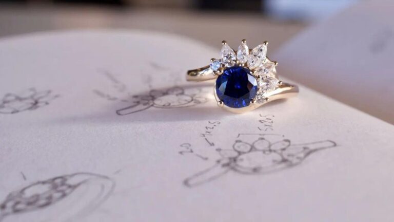 Diamond Sapphire Engagement Ring