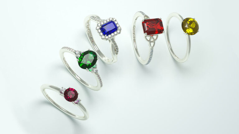 multiple gemstone engagement ring
