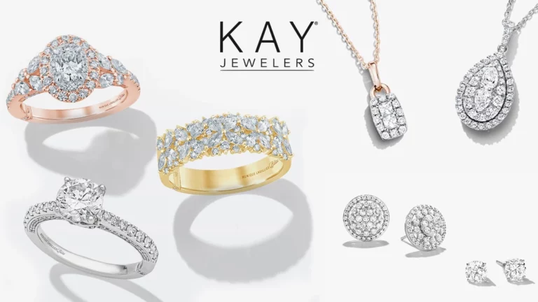 Logo of Kay Jewelers and some of its jewelry pieces